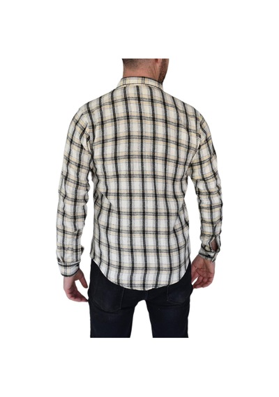 Erkek Kışlık Oduncu Silim Fit Çift Cepli Kapaklı Gömlek Bgl-st02262 Krem