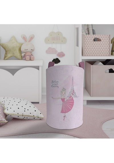 Mekta Home Bebek Ve Çocuk Odası Balerin Kız Ve Eyfel Kulesi Desenli Oyuncak Sepeti Renkli Çok Renkli