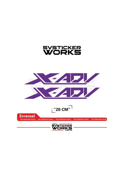 Honda X-adv 750 Sticker Uyumlu Yazı Yüksek Kalite Özel Kesim Folyo 2'li Set Mor
