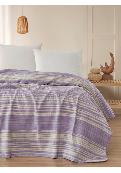 Pamuklu 4 Mevsim Çift Kişilik Battaniye, 180x220 Cm,%70 Pamuk%30 Polyester Lila Genel