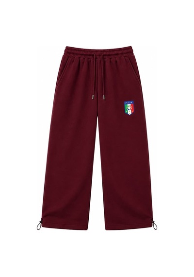Zaee Italy Nakışlı Ayarlanabilir Paça Baggy Eşofman Altı Bordo
