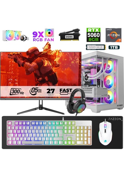 Xaser Star X460 R7-7800X3D 16 GB 1 TB SSD 8 GB RTX5060 27" Dos NVME Masaüstü Oyuncu Bilgisayarı