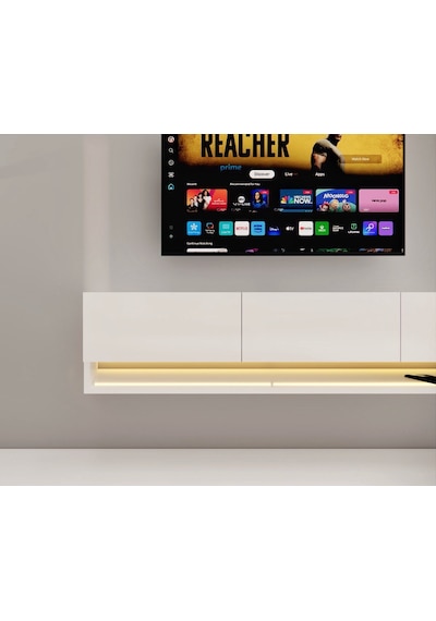 Yıldız Ledli Duvara Monte Tv Ünitesi Beyaz