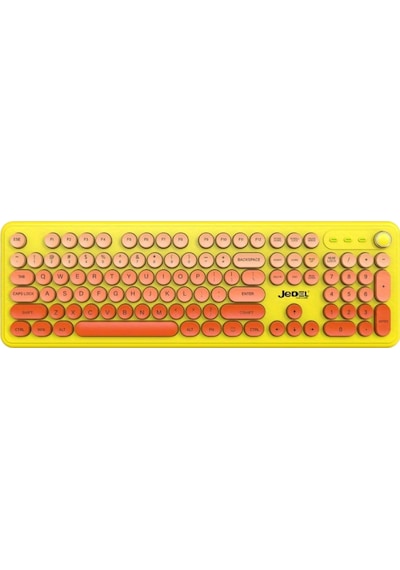 Jedel Wkb104 Kablosuz Bluetooth + 2.4ghz Çift Modlu Klavye - Retro Daktilo Tasarımlı