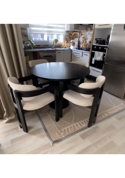 Avvio Bella Ptt Lake Mdf Ayak 4'lü Tokyo Metal Demonte Sandalye 90x90 Masa Sandalye Takımı Siyah