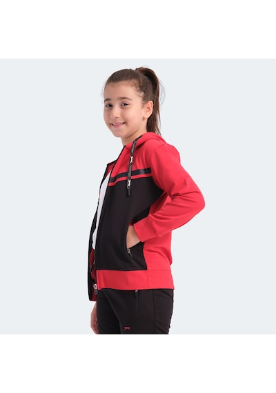 Slazenger NOON Çocuk Fermuarlı Kapüşonlu Cepli Siyah / Kırmızı Eşofman Takımı Slazenger NOON Çocuk Fermuarlı Kapüşonlu Cepli Siyah / Kırmızı Eşofman Takımı