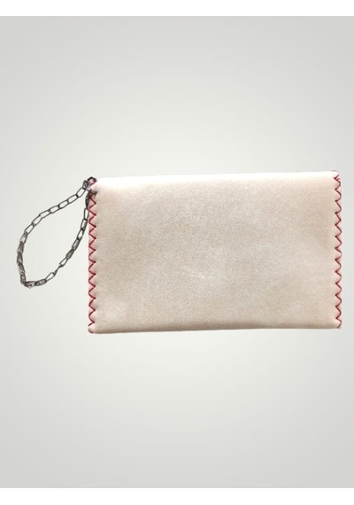 Vegan Deri Portföy/clutch Tasarım Çanta - Krem Renk - Boyutları 1 Diğer