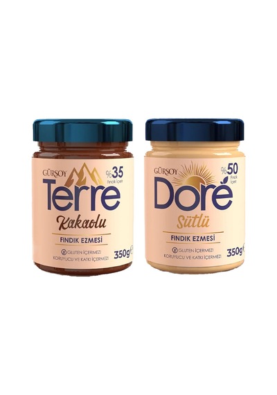 Gürsoy Terre Kakaolu Fındık Kreması 350 Gr - Dore Sütlü Fındık Ezmesi 350 Gr