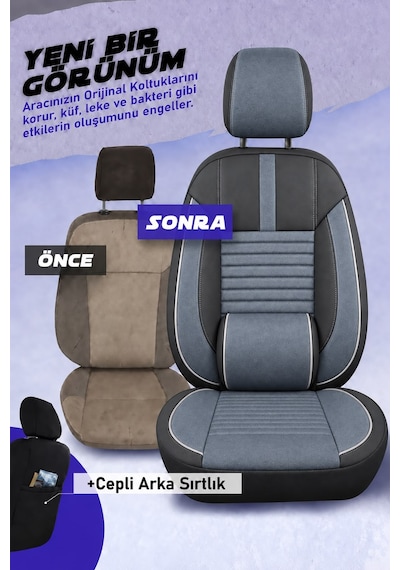 Opel Combo D Shadow Monza Gri Tay Tüyü Ticari 2+1 Oto Koltuk Kılıfı Tam Set-kolay Montaj-terletmez-ortopedik 2012 - 2018