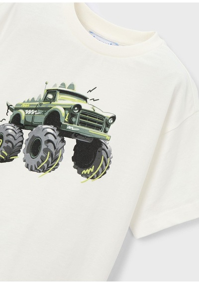 Mayoral Erkek Çocuk Araba Baskılı Tshirt Krem Krem
