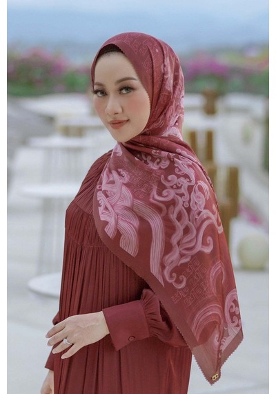 Buttonscarves Wave Saten Şal - Maroon Kırmızı