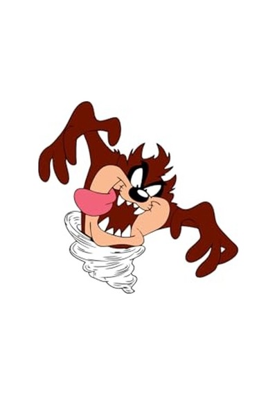 Renkli Tazmanya Canavarı Sticker, 10x9 Cm Abanoz