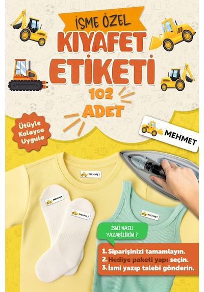 Kıyafet Etiketi - Okul Kıyafetlerine Kişiye Özel 30 Saniyede Kolay Uygulama Yıkamaya Dayanıklı İş Mk Beyaz