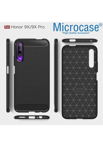 Huawei Honor 9X Brushed Carbon Kilif + Cam (Seç) 373231018
