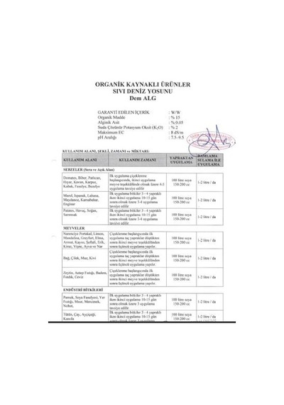 Sıvı Deniz Yosunu 1 Litre Dem Alg(Tüm Bitkilerde Kullanılabilir)