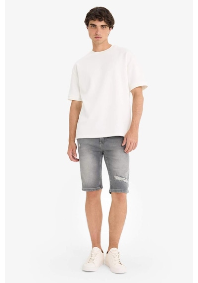 Defacto Slim Fit Dar Kesim Jean Bermuda Şort F4692ax25smnm18 Gri