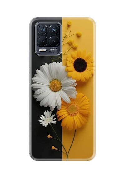Realme 8 - 8 Pro Kılıf Boutique Baskılı Resimli Sarı Beyaz Çiçek Pcode -044