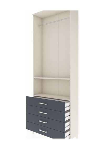 Arges Dolap 2 Raflı 4 Çekmeceli Tek Askılı 88x30x243 Aytaşı-antrasit Aytası