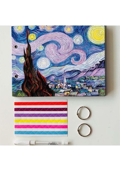 Van Gogh Yıldızlı Gece Tasarımlı Fotoğraf Albümü Anı Defteri, Kendin Yap DIY