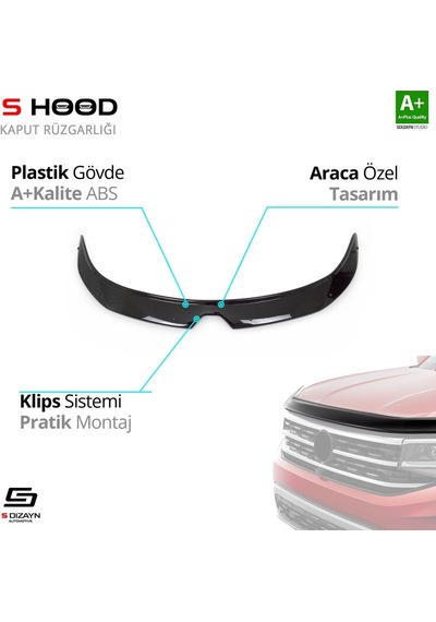 S-dizayn Renault Megane 4 Abs Plastik Kaput Rüzgarlığı 2016 Üzeri A+kalite
