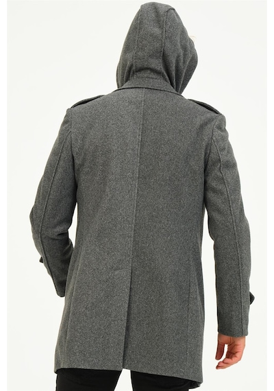 Plt8401 Dewberry Erkek Palto-Koyu Gri-Koyu Gri
