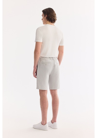 Avva Erkek Gri Beli Lastikli Keten Karışımlı Relaxed Fit Şort B003731