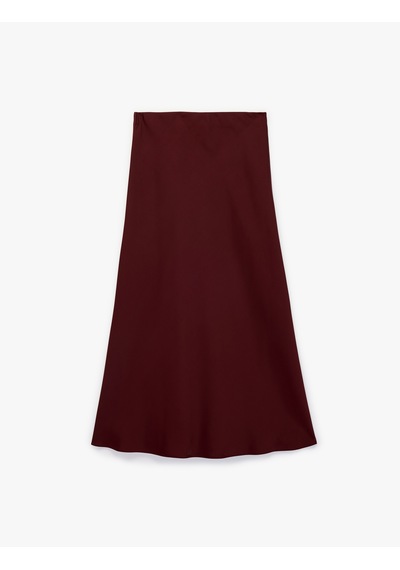 Koton Normal Bel Midi Saten Çan Etek Bordo 6sak70032uw