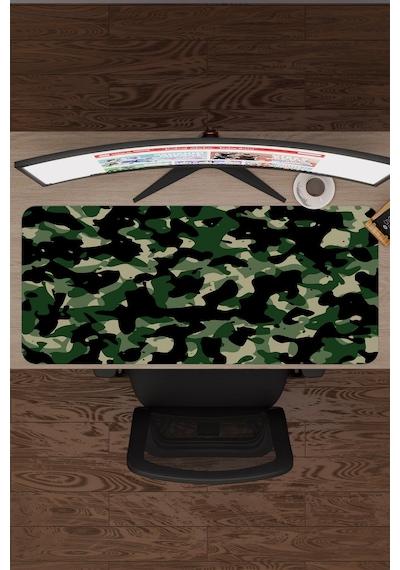 Kamuflaj Kaymaz Dikişli Kauçuk Oyuncu Mousepad V4 - 90x40 Xxl Gaming Mouse Pad Fare Altlığı