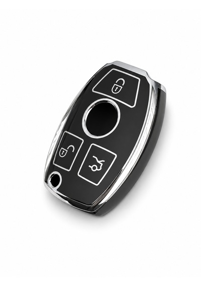 Autohan Keys Mercedes İle Uyumlu 2001-2016 Be Tipi Nano Anahtar Kılıfı, Siyah, Gümüş Renk