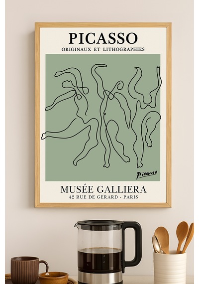Pablo Picasso Doğal Ahşap Çerçeveli Poster, Dekoratif Sanatsal Duvar Tablosu