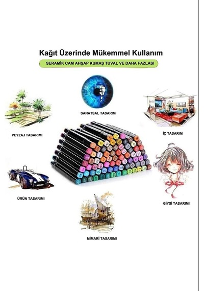 Suhvee 48'li Çift Taraflı Art Marker Keçeli Kalem Seti Çantalı