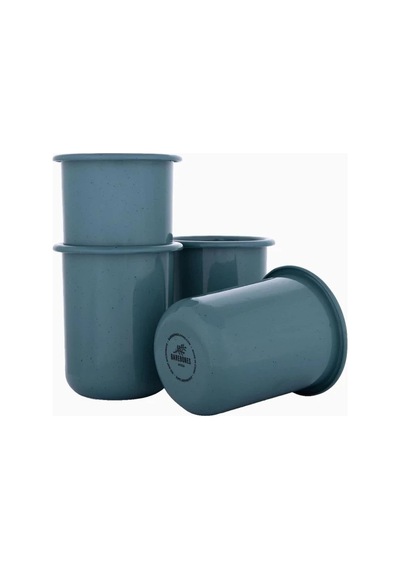 Barebones Rolled Enamelware 4 Lü Emaye Kamp Kupası Mutfak Aksesuarları Mavi
