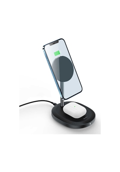 Benks W08 2 in 1 MagSafe Kablosuz Şarj Standı Apple Uyumlu iPhone & Airpods 15W Wireless Şarj İstasyonu ZORE-220011 Siyah