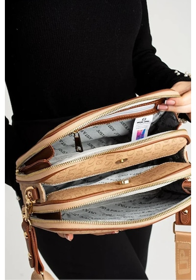 Just Polo Kadın Günlük Kullanıma Uygun Su Geçirmez Lüks Ve Şık Omuz Çantası Shoulder Bag Kum - Taba