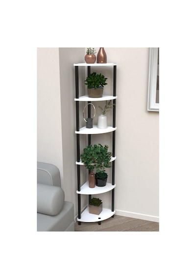 Flora 6 Raflı Moblen Çiçeklik Saksılık Balkon Bahçe Dekor Raf Stand-beyaz Beyaz