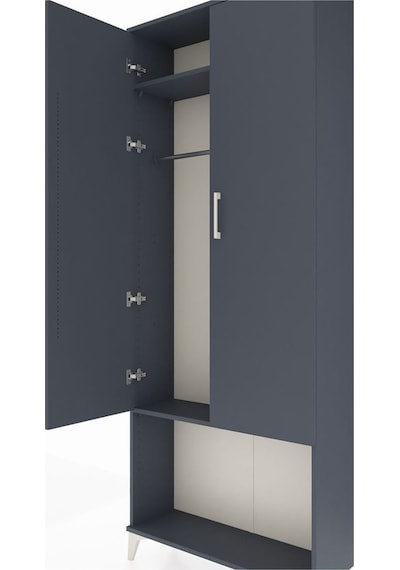 Arges Dolap 2 Raflı 2 Kapaklı Tek Askılı 88x30x221 Antrasit-antrasit Antrasit