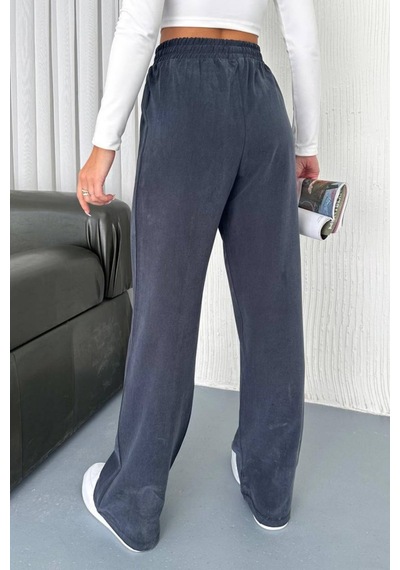 Feela Moda 2007 Bağcıklı Beli Lastikli Modal Çımalı Palazzo Kadın Pantolon Antrasit