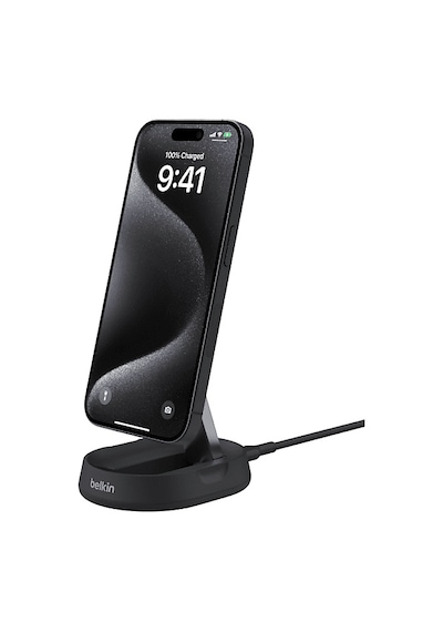 Belkin Boostcharge Pro Qi2 Manyetik 15 W Dönüştürülebilir Ped/Stand Katlanır Kablosuz Şarj Cihazı Siyah