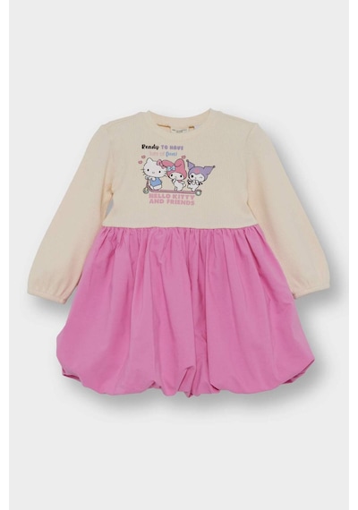 Defacto Kız Bebek Hello Kitty Uzun Kollu Fitilli Kaşkorse Elbise G0370a525wnpn179 Pembe