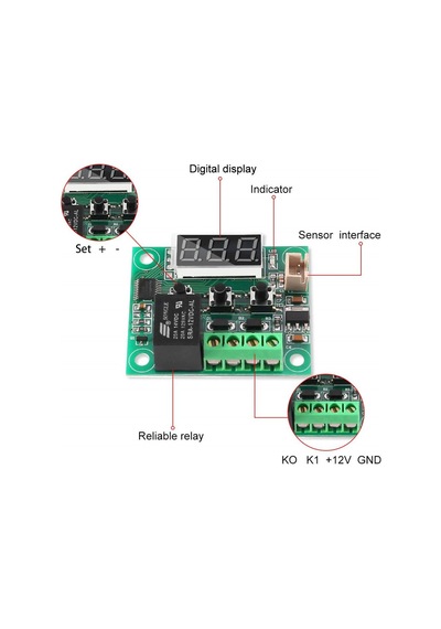 Dc 12v Mini Termostat Sıcaklık Kontrol Devresi -50-110c
