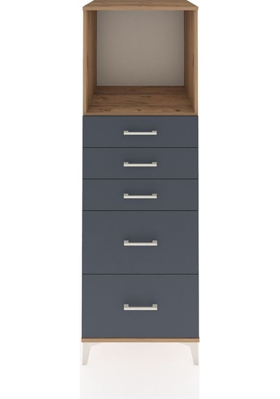 Kronos Dolap Tek Raflı 5 Çekmeceli 60x59x182 Çam-antrasit Atlas Çam