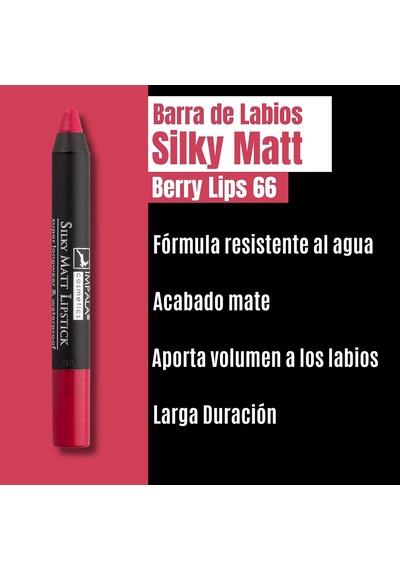 Dudak Kalemi - Silky Matt Lipstick - Uzun Süre Kalıcı & Suya Dayanıklı No 66 Berry Lips Çok Renkli