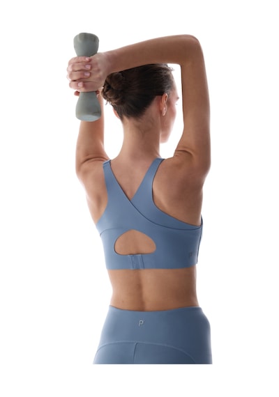 Penti Mavi Stretch360 Orta Destek Çapraz Sırt Detaylı Kaydırmaz Askılı Cross Back Spor Sütyeni
