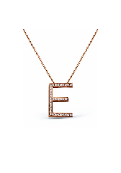 925 Ayar Gümüş Rose E Harfi Kolye - 23089501 Rose Gold