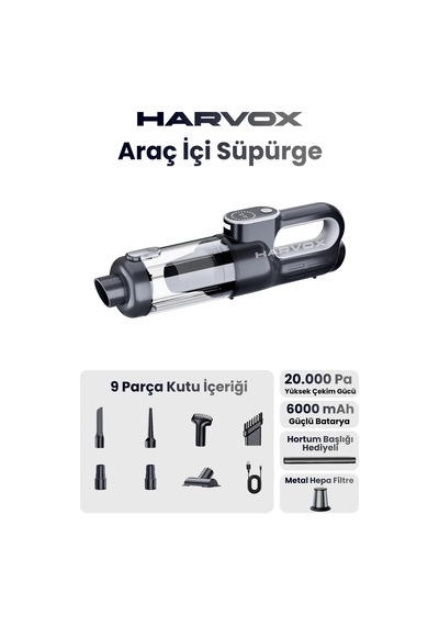 20000pa Güçlü Vakum Araç Süpürgesi 6000mah Bataryalı Üflemeli Led Aydınlatmalı St-126 Plus