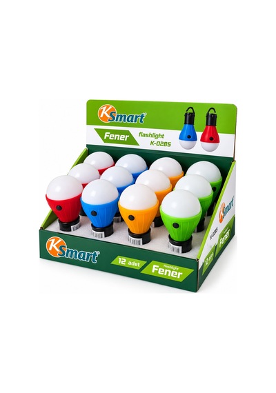 12 Adet Pilli Fener - Ampul Renkli Askılı K-0285 5705 Çok renkli