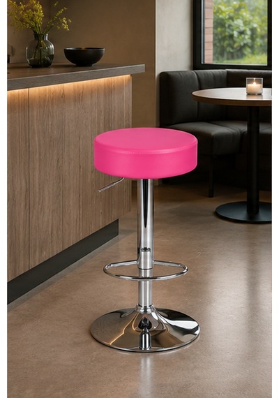Bürocci Moni Bar Sandalyesi - Pembe - 9511q0120 - Paslanmaz Krom Kaplı Metal Ayak