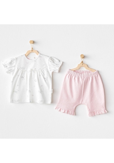 Andywawa Kız Bebek Takım 2 Parça Set Cuddly Bunny Bear Ac25631 Pembe