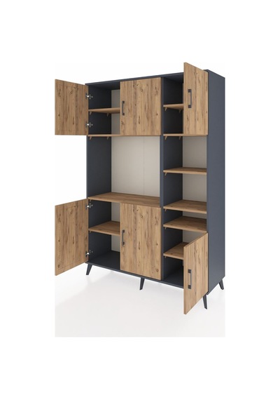 Hyperion Dolap 10 Raflı 6 Kapaklı 132x44x195 Antrasit-çam/çam Antrasit