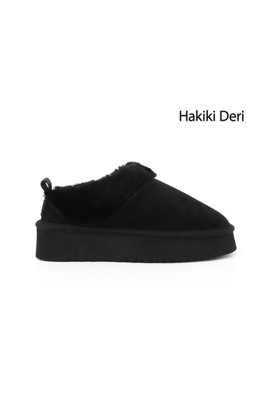 Gönderir Kadın Siyah Süet W Tazz Kalın Tabanlı Hakiki Deri Kürklü Terlik Ddza81234705
